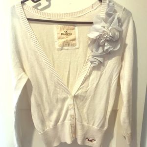Hollister flower white cardigan